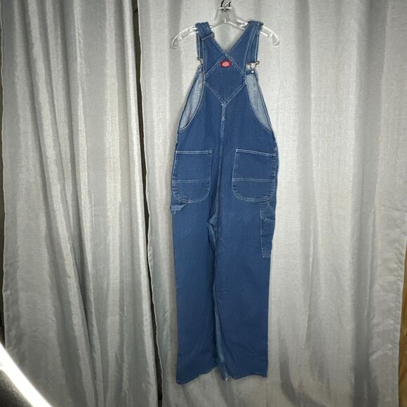 Dickies Bibs Mens 34x32 Overalls Blue Denim Carpenter Farmer Work Workwear - Picture 14 of 14